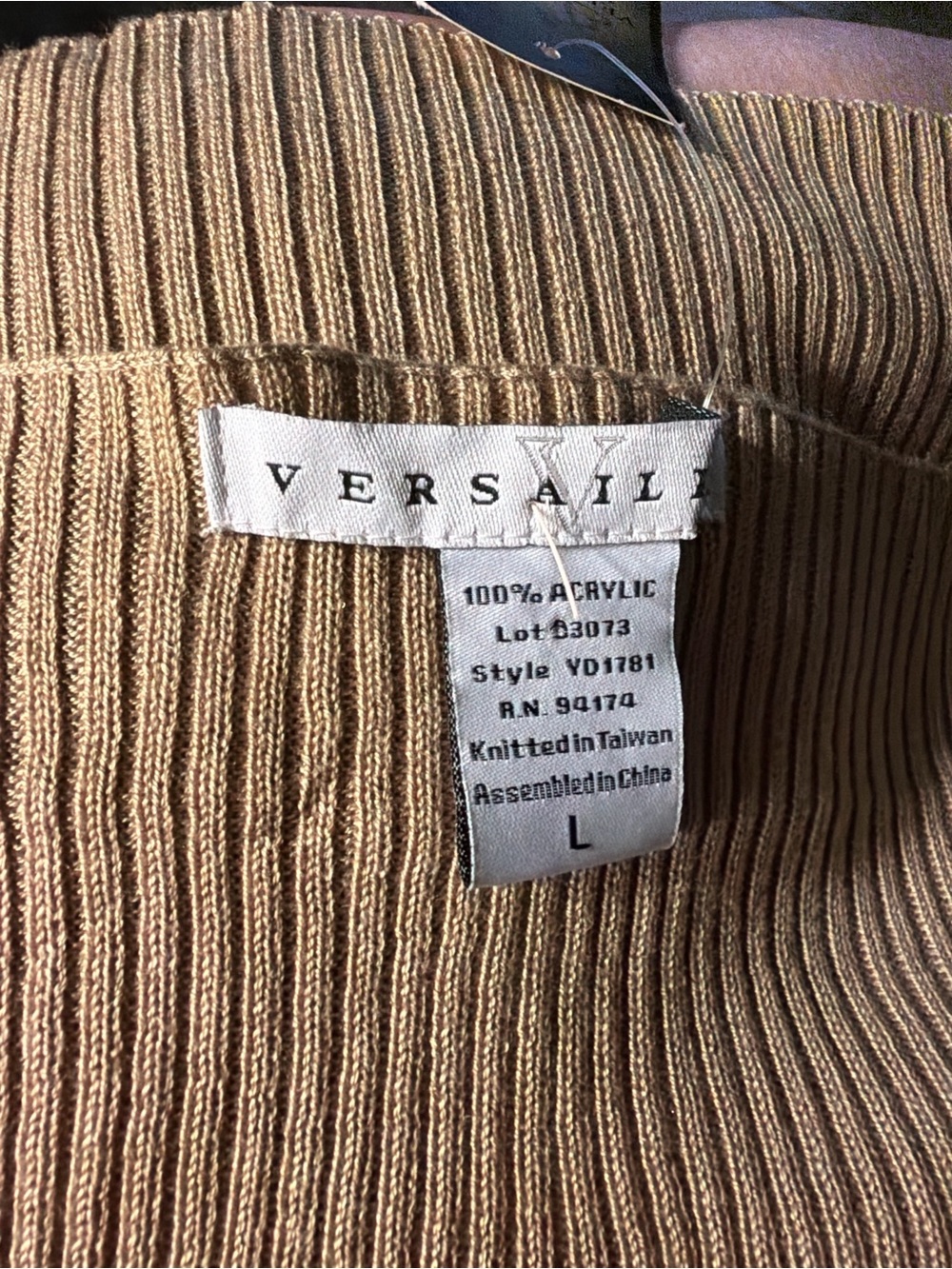 Versail Ribbed Knit Blouse in Camel